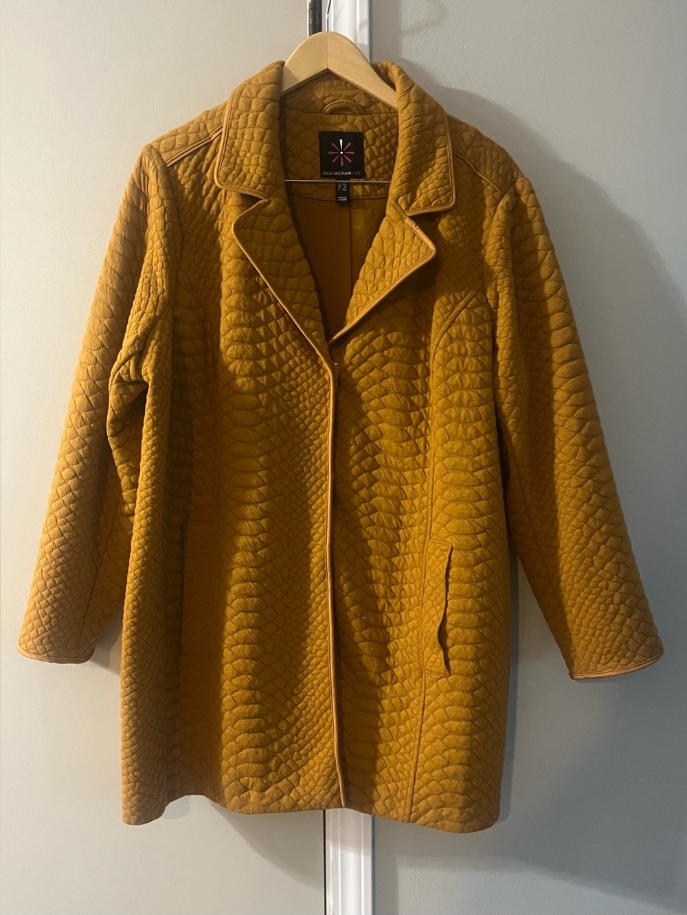 Isaac Mizrahi Live Quilted Blazer Jacket Mustard Gold Womens Plus Size 1X